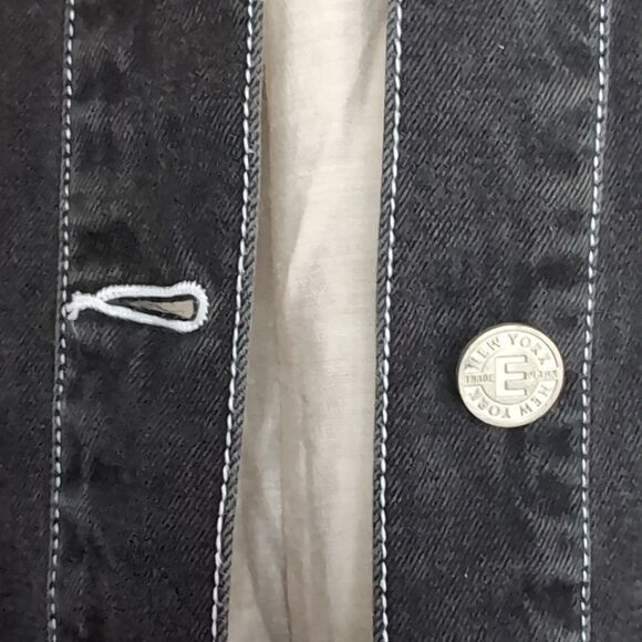 Emanuel Ungaro Classic Black Denim Jacket with White Stitching Size L - Picture 7 of 10